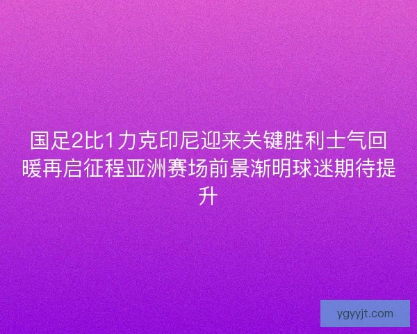 国足2比1力克印尼迎来关键胜利士气回暖再启征程亚洲赛场前景渐明球迷期待提升