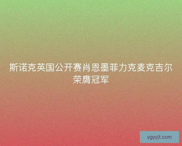斯诺克英国公开赛肖恩墨菲力克麦克吉尔荣膺冠军