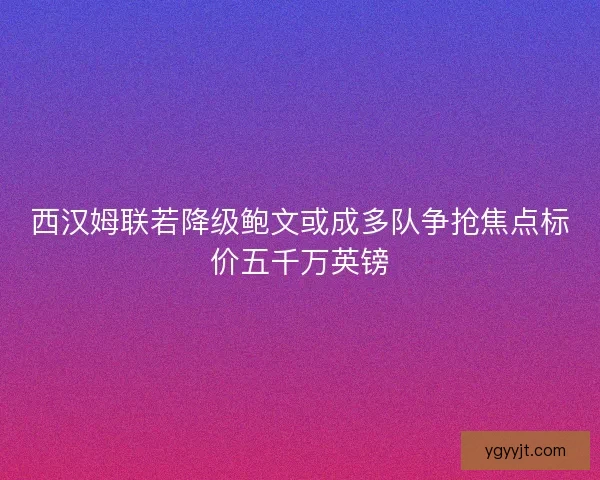 西汉姆联若降级鲍文或成多队争抢焦点标价五千万英镑